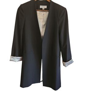 CALVIN Klein Contrast Lining Long Roll Tab Sleeve Open Front Jacket Size 10